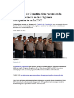 Comentarios y Recomiendaciones Por Derogatoria Del DL Sobre Régimen Disciplinario en La PNP