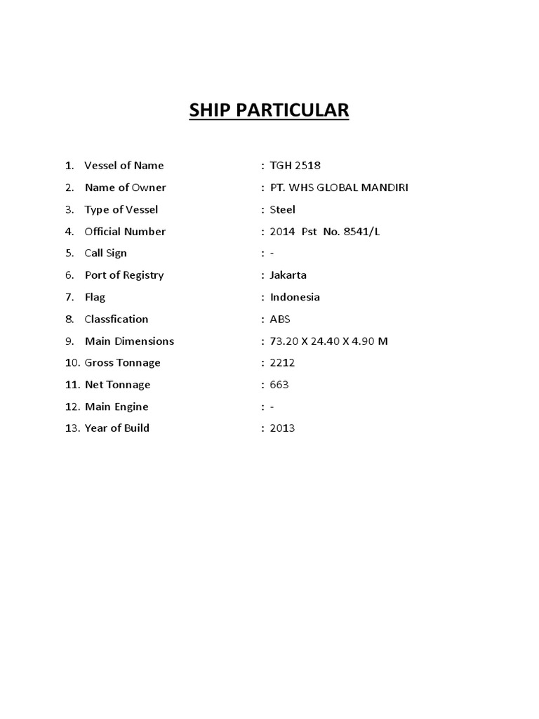 Ship Details for Maritime Use | PDF | Business