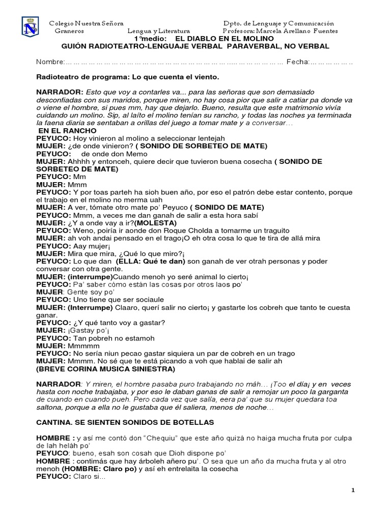 1°m. Radioteatro. Lo Que Cuenta El Viento... Guión | PDF