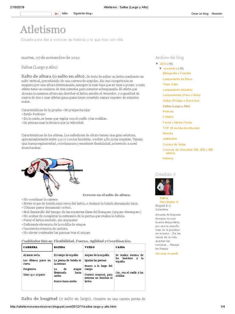 Atletismo - Saltos (Largo y Alto) | PDF | Deporte del atletismo ...