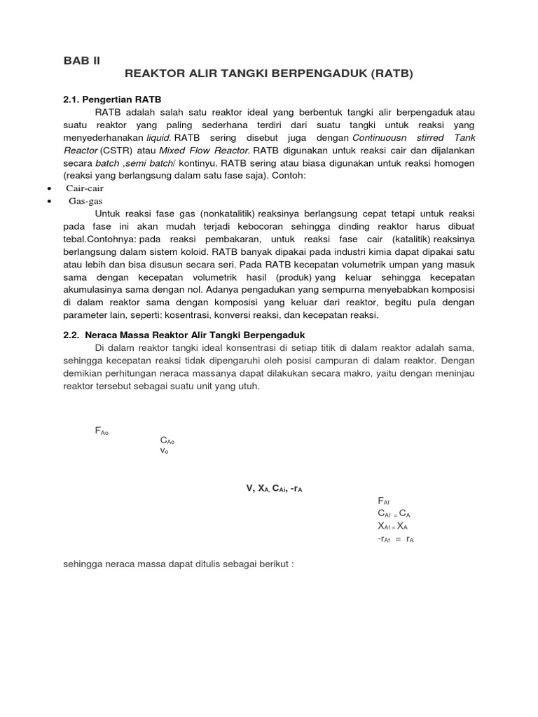 Reaktor Alir Tangki Berpengaduk (RATB) | PDF | Sains & Matematika