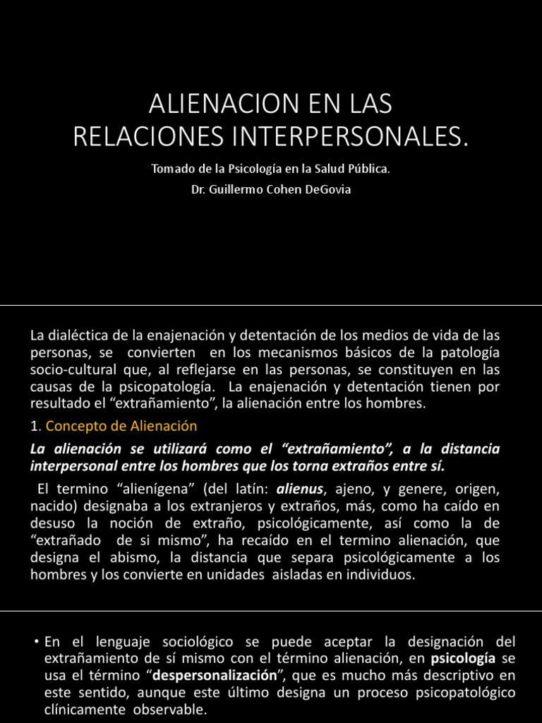 Alienacion en Las Relaciones Interpersonales | PDF | Alienación social ...