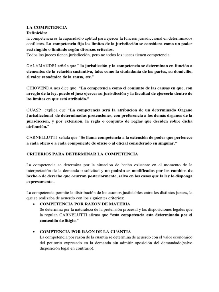 Criterios de Competencia en Derecho Civil | PDF | Competencia (ley ...