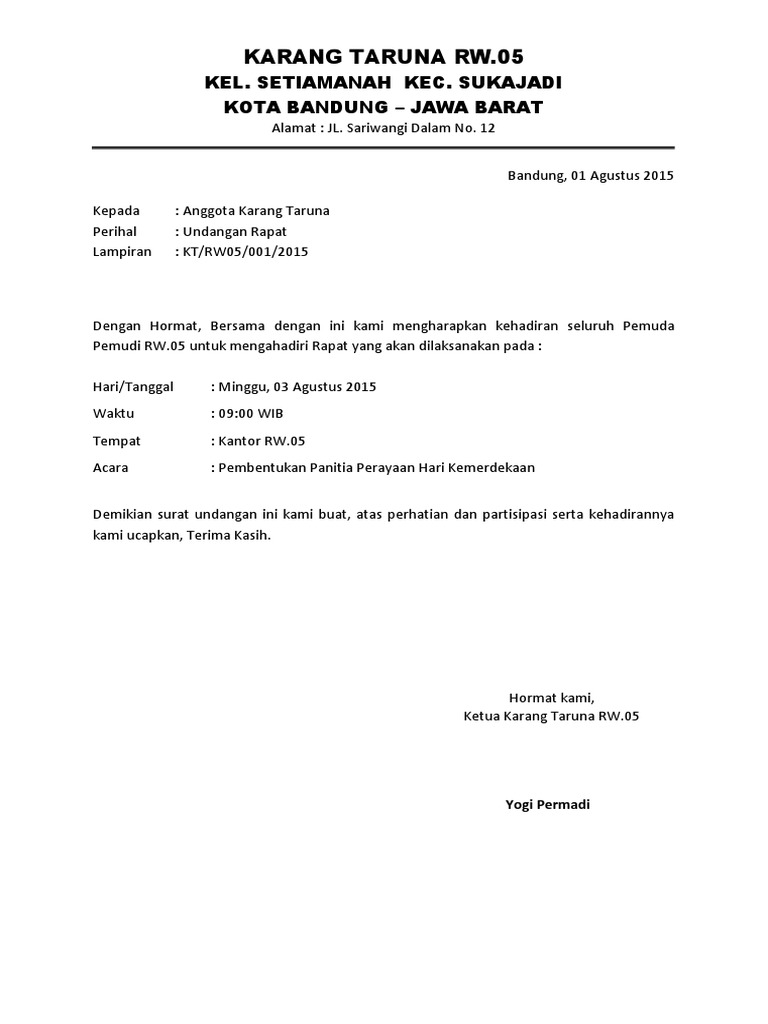 Contoh Surat Tugas Anisasi Karang Taruna Nusagates