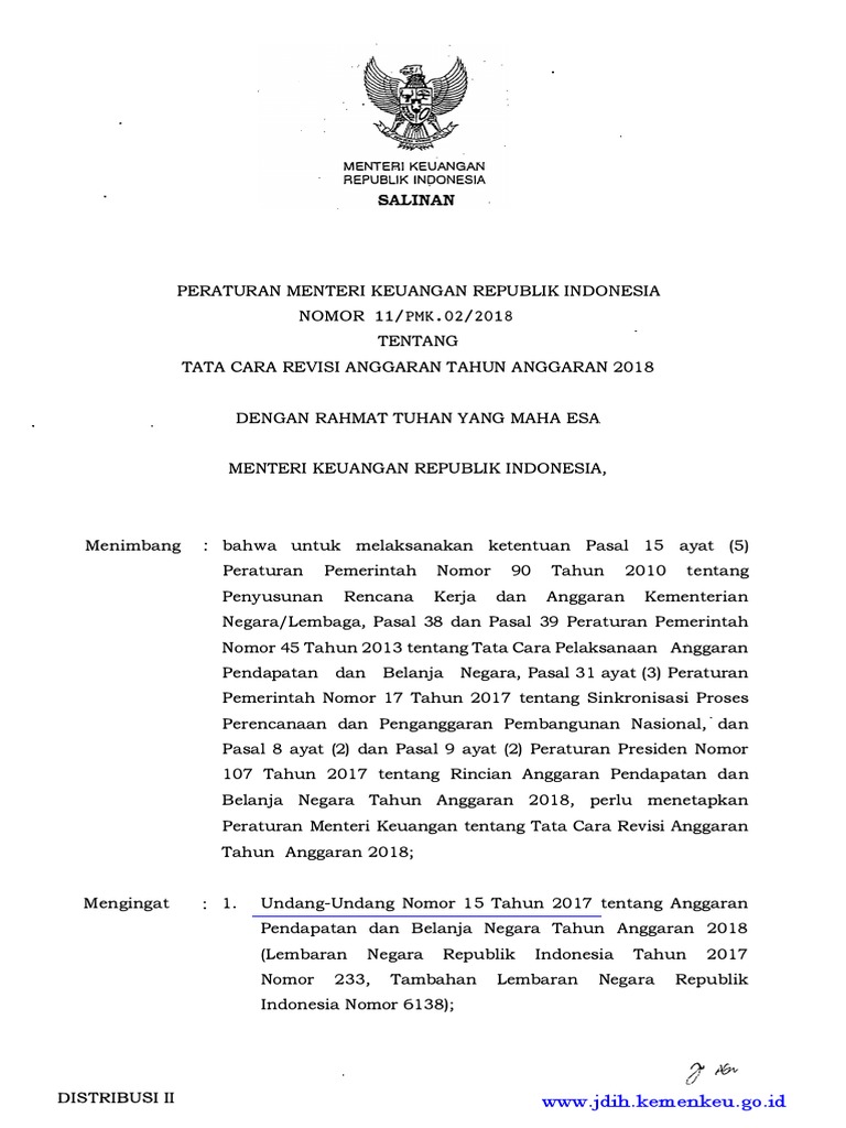 Tatacararevisianggaran 2018 Nomor 11 Pmk02 2018