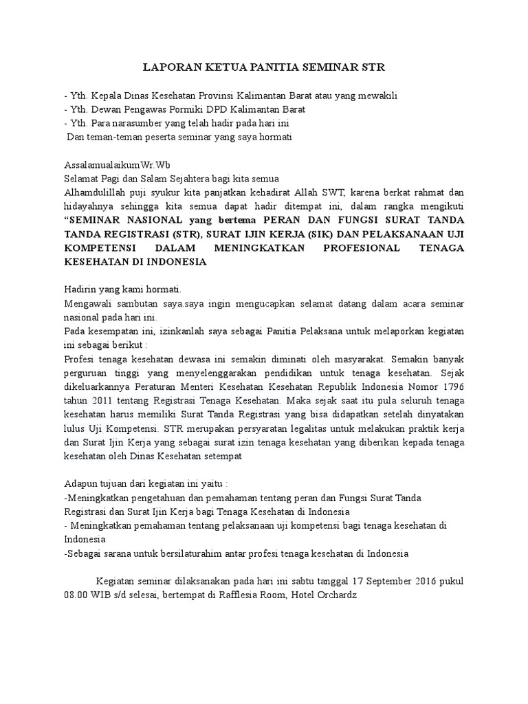 Kata Sambutan Ketua Panitia Seminar