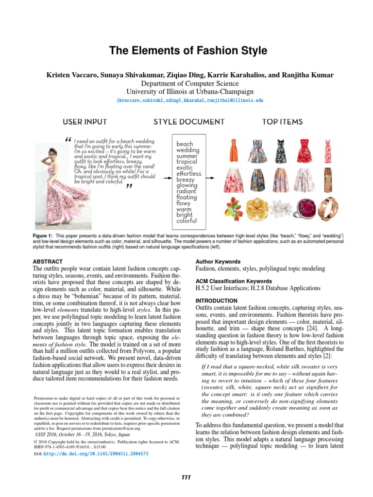 Identification of Fashion Style PDF Fashion Clothing