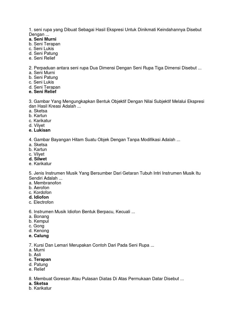 Soal Seni Budaya