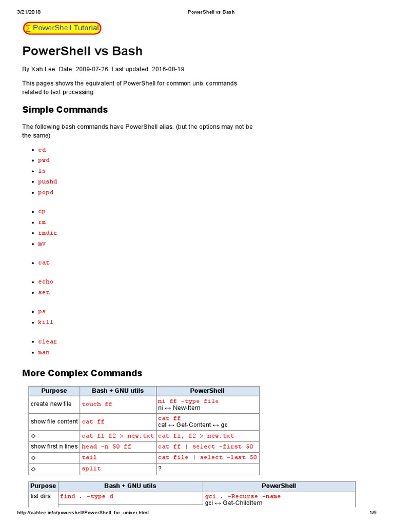 PowerShell Vs Bash | PDF | Text File | Computer Programming