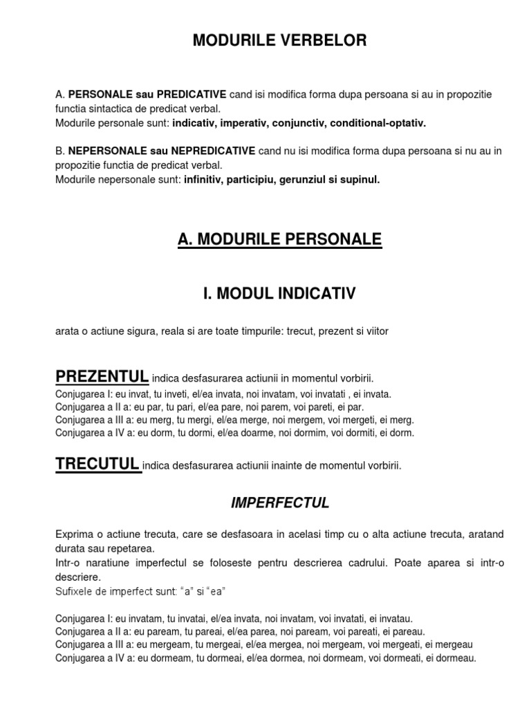 Modurile Verbului | PDF