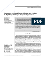 Innovations in Clinical Research Design and Conduct in Psychiatry: Shifting To Pragmatic Approaches