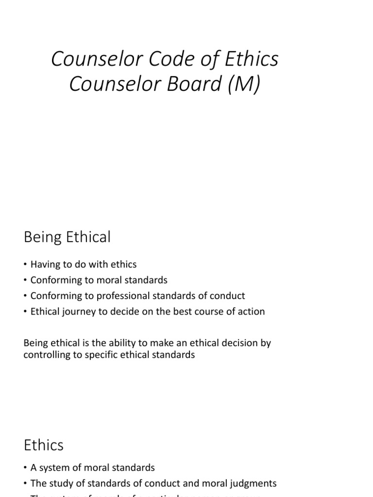Counselling Code of Ethics Presenting in New Era School Counselor