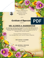 Certificate of Appreciation: Mr. Aldrex A. Barrientos