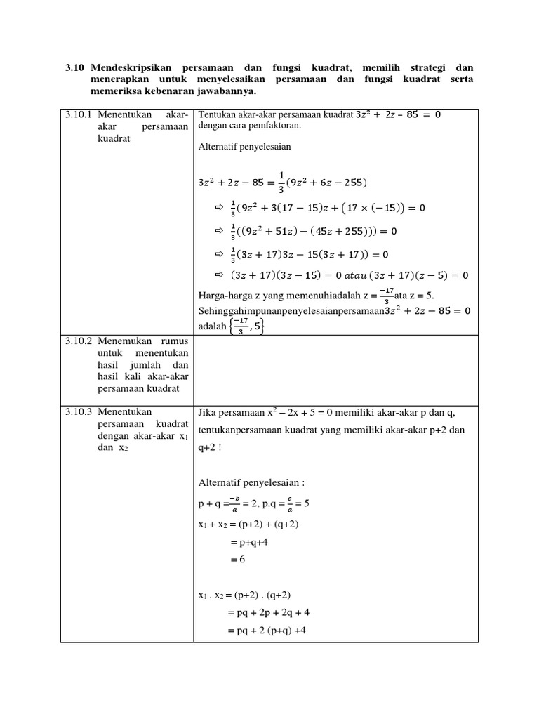 Contoh Soal Matematika Per Kd