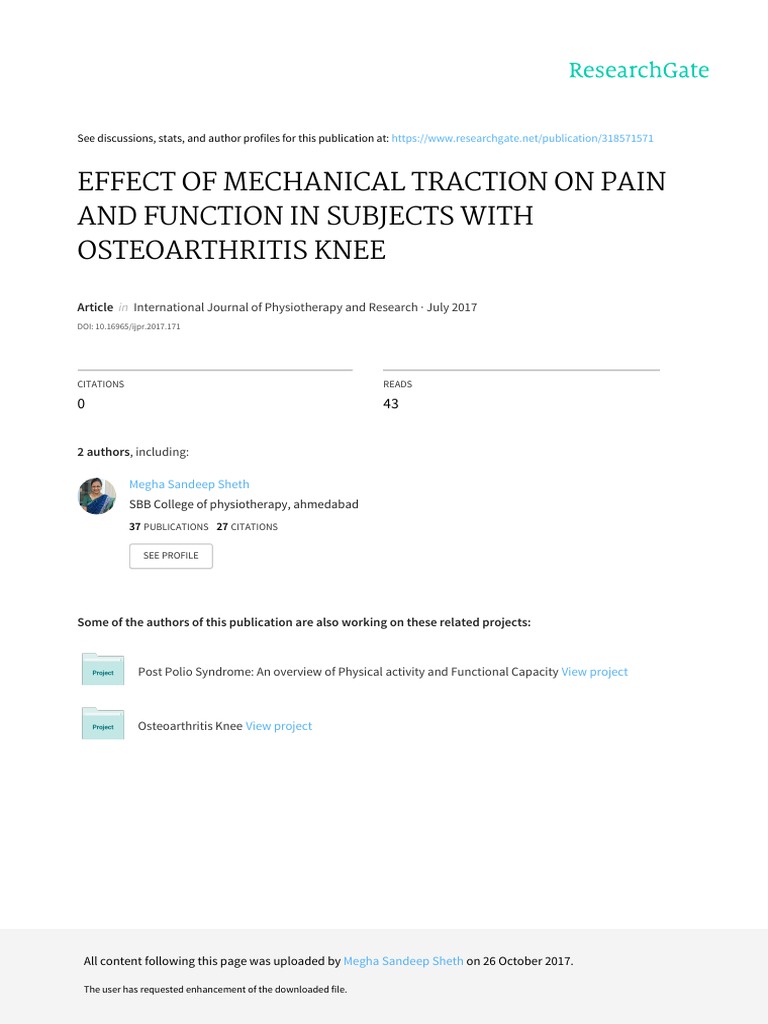 Effect of Mechanical Traction On Pain and Function PDF