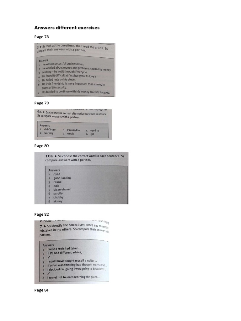 Exercise Answer Key | PDF
