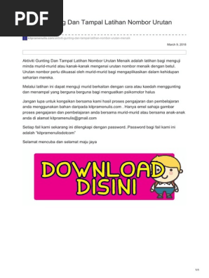 Aktiviti Gunting Dan Tampal Latihan Nombor Urutan Menaik Pdf