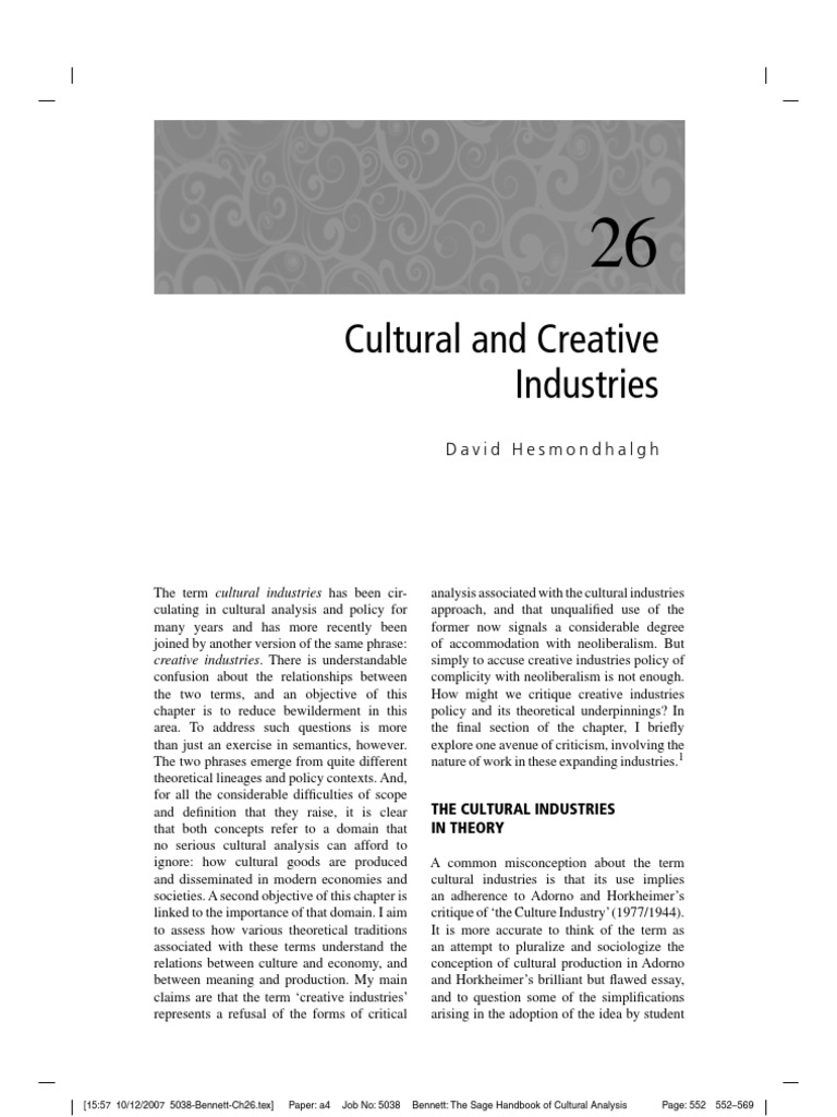 Hesmondalgh - Cultural Industries | PDF