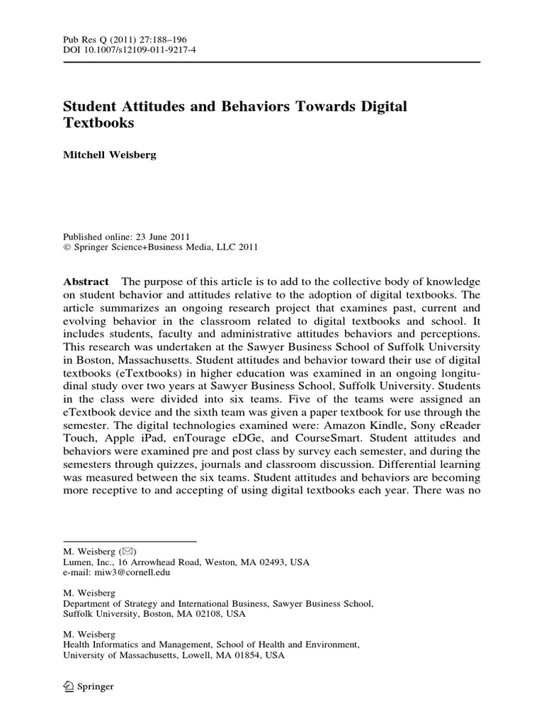 student attitudes and behaviors research paper