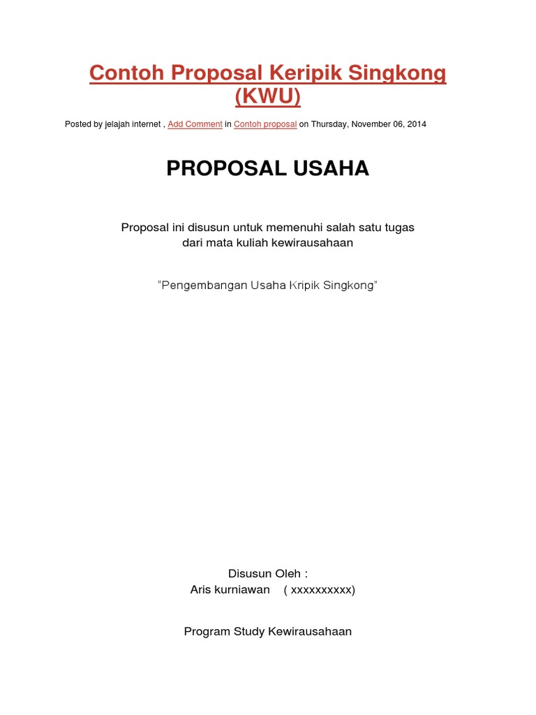 Contoh Proposal Keripik Singkong