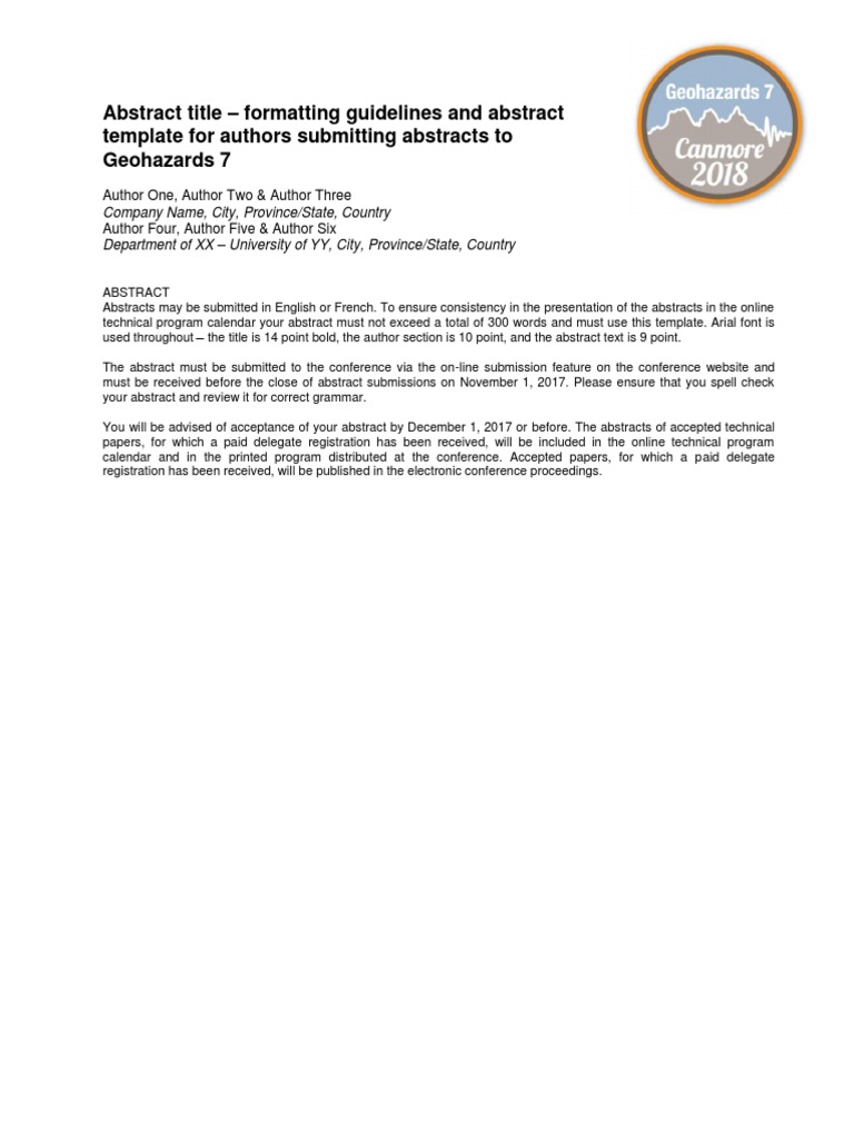 Geohazards7-Abstract Template en | PDF | Career & Growth | Business