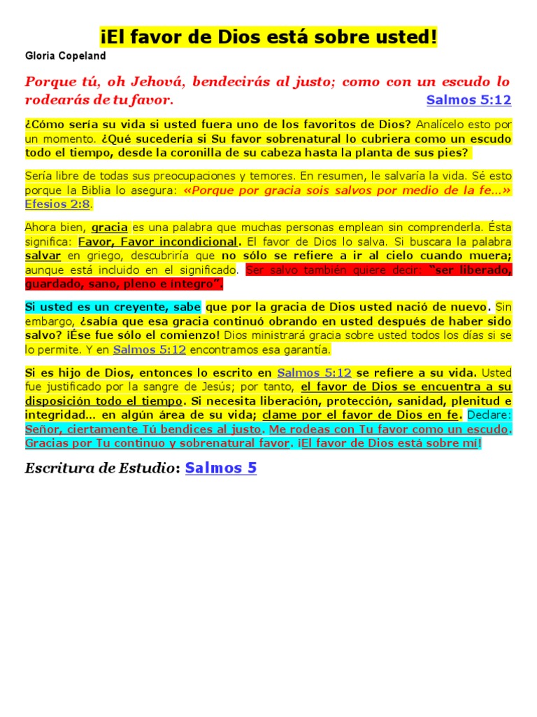 El Favor de Dios en Tu Vida | PDF