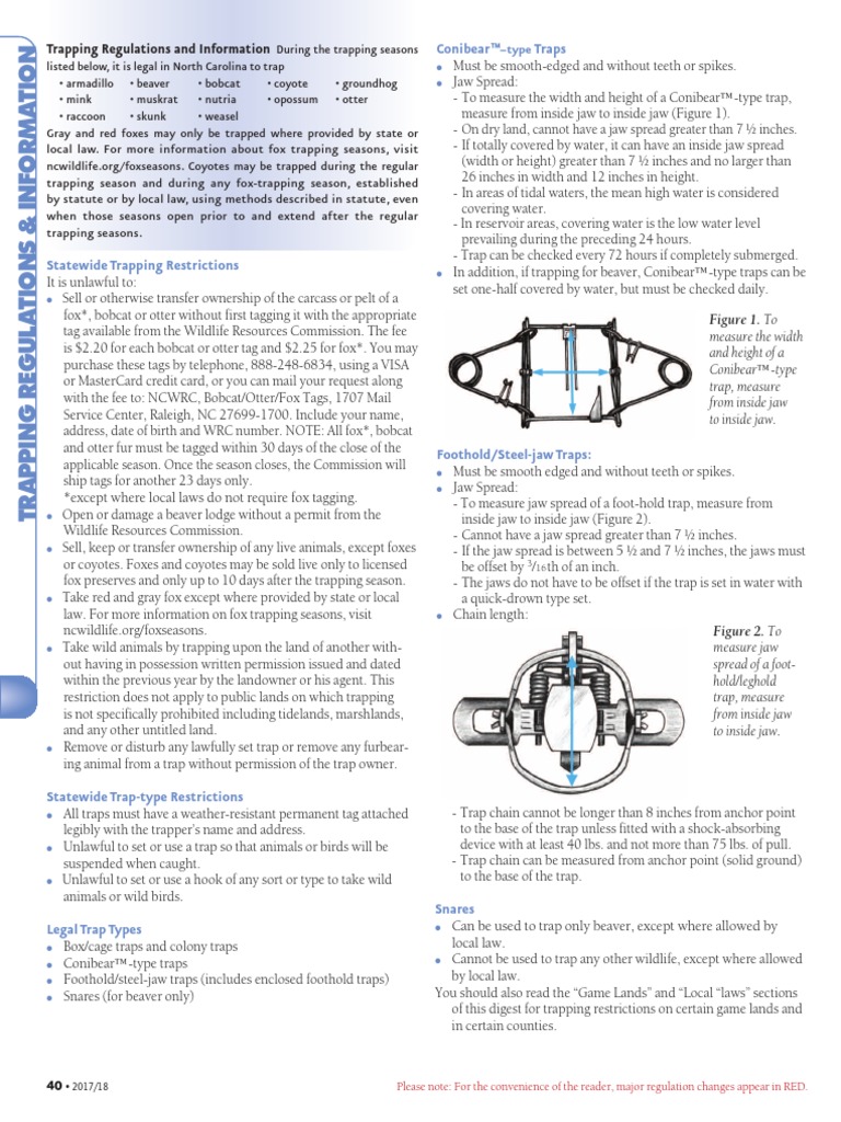 NC Trapping Season Rules, Regulations and Map | PDF | Trapping ...