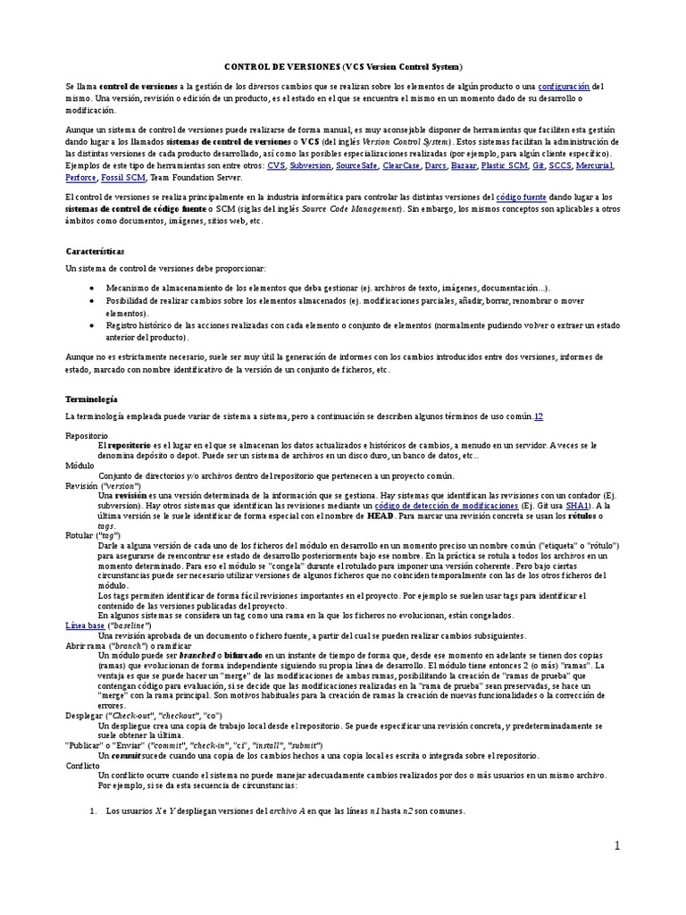 Control Versiones | PDF | Control de versiones | Gestión de tecnología ...