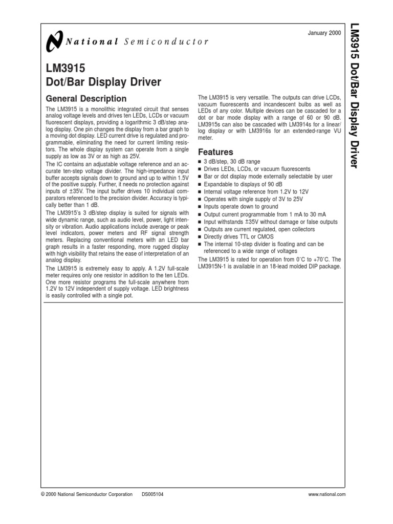 Datasheet LM3915 PDF | PDF | Rectifier | Amplifier