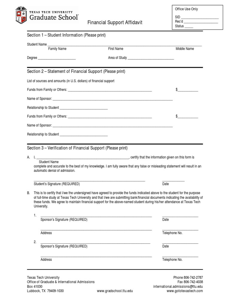 International Student Financial Form | PDF | Business