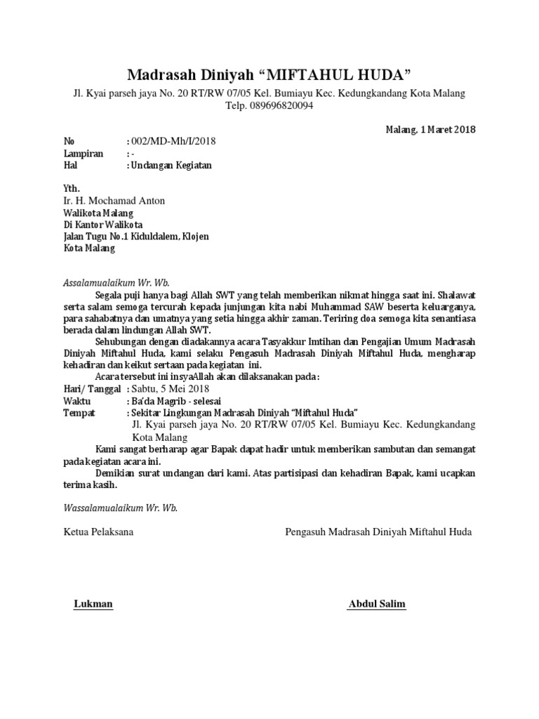 16 Contoh Surat Dinas Sekolah Pemerintah Undangan Contoh Surat