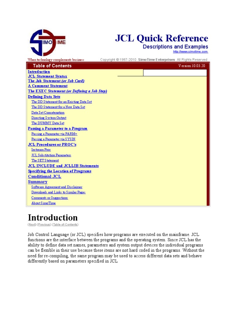 JCL Quick Reference | PDF | Areas Of Computer Science | Intellectual Works