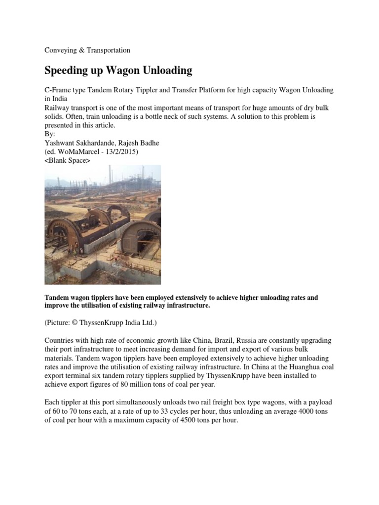 Speeding Up Wagon Unloading | PDF | Rail Transport | Train
