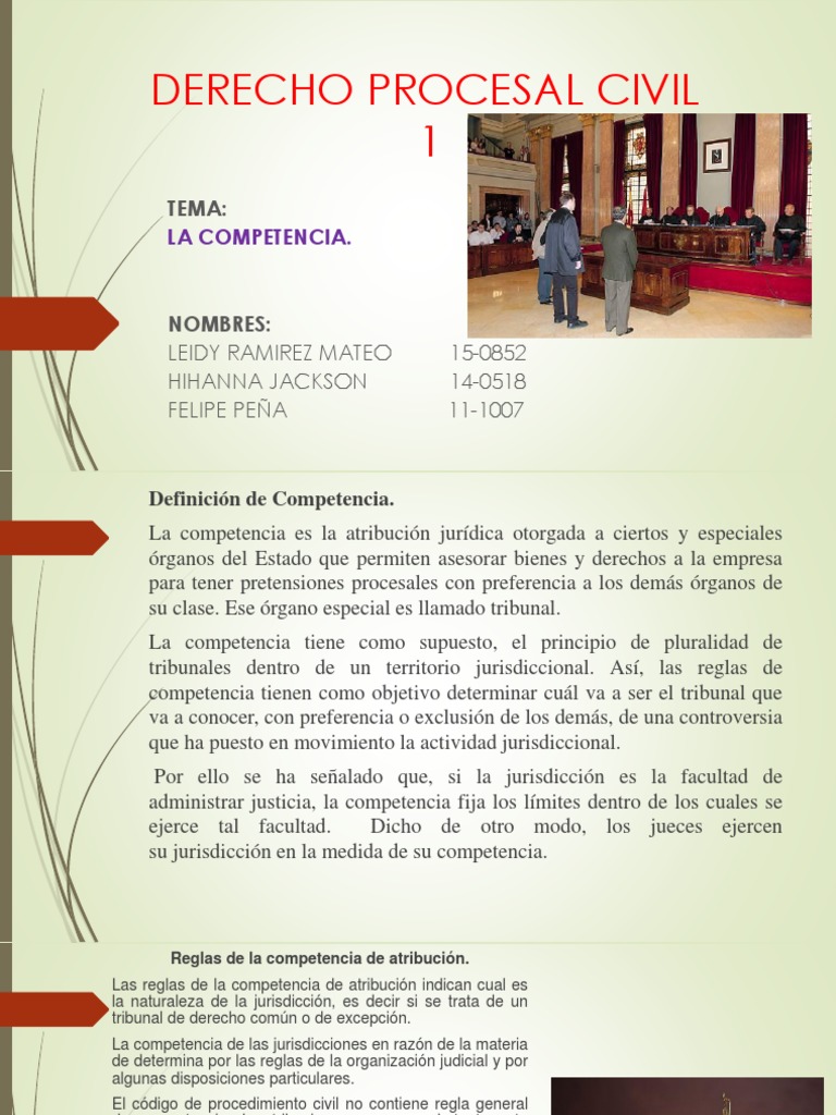 Competencia en Derecho Procesal Civil | PDF | Competencia (ley ...