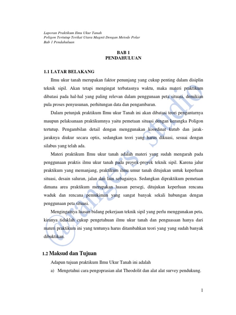 Contoh Laporan Pengukuran Poligon Tertutup Lengkap