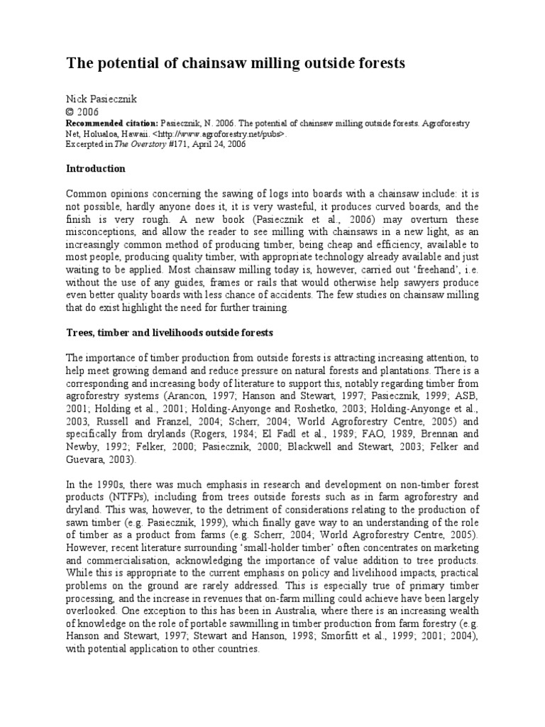 Chainsaw Milling PDF Logging Lumber