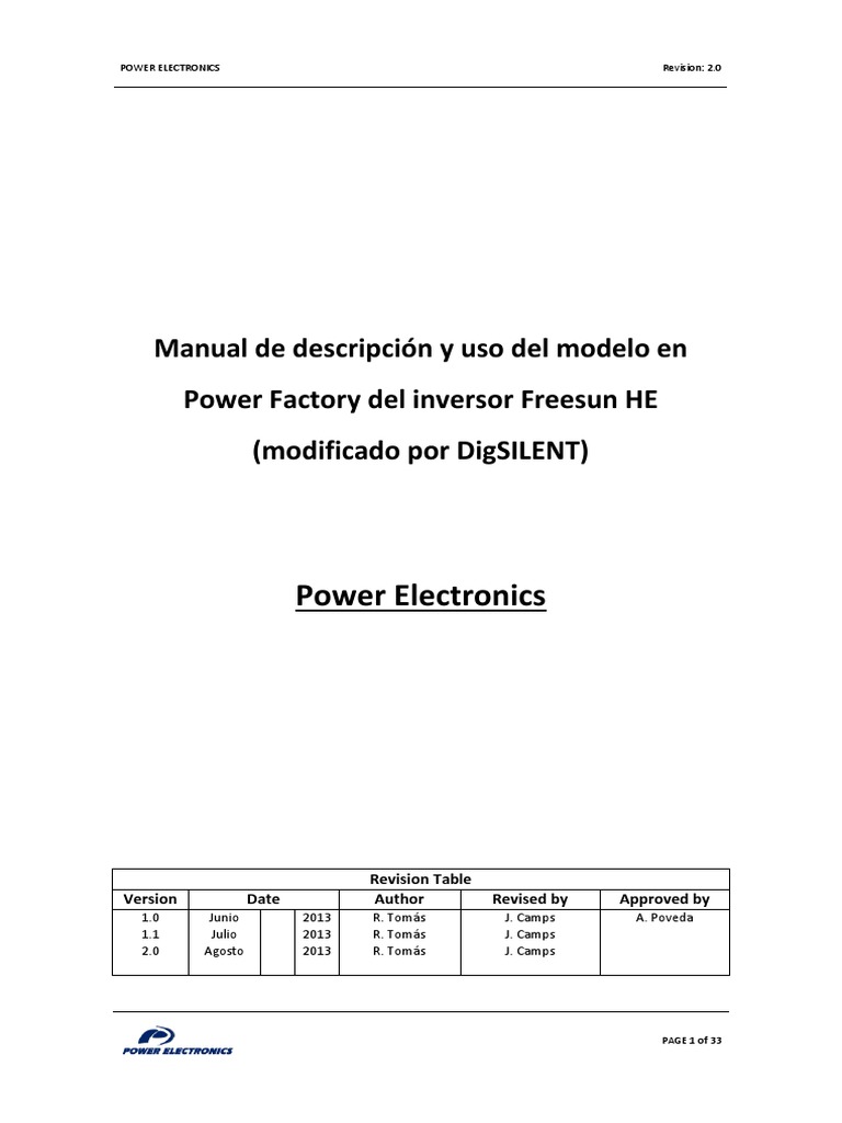 Manual del Inversor Freesun HE en Power Factory | PDF | Energia ...