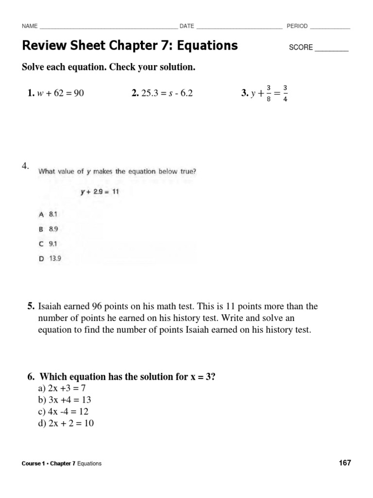 Chapter 7 Equations Review Sheet | PDF | Teaching Methods & Materials ...