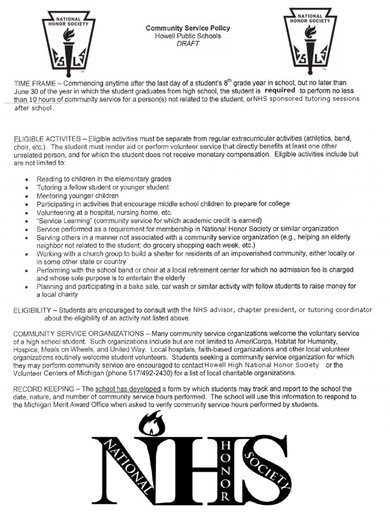 Community Service Policy | PDF
