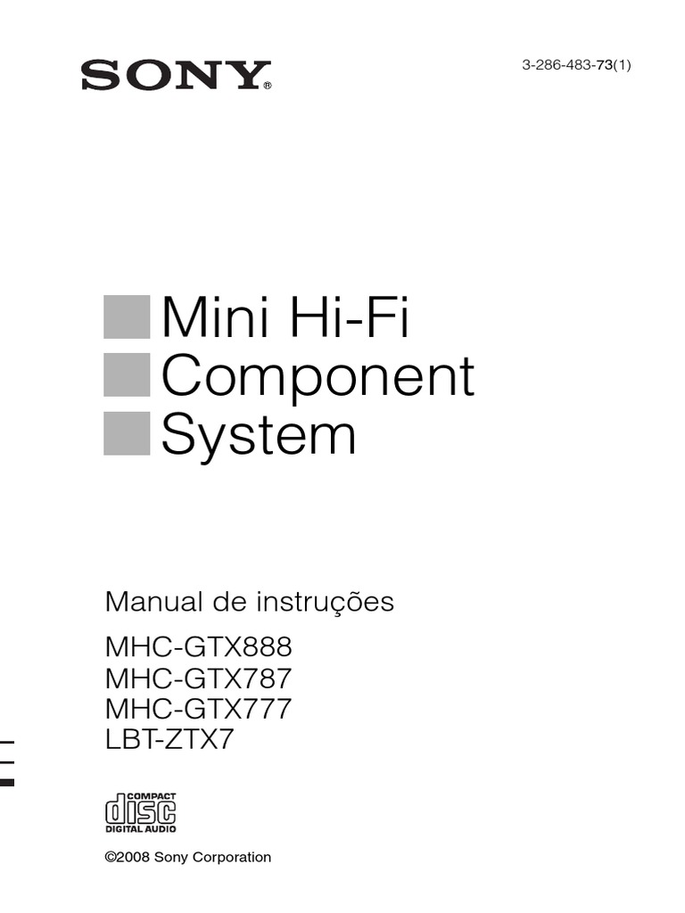 Manual de Instruçoes Sony Mhc-gtx777-787-888 Lbt-ztx7 | PDF