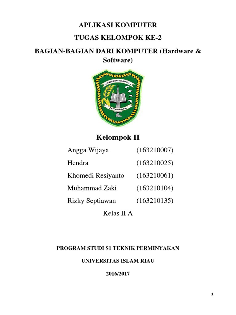 Makalah Aplikom Bagianbagian Dari Komputer ( Hardware Dan