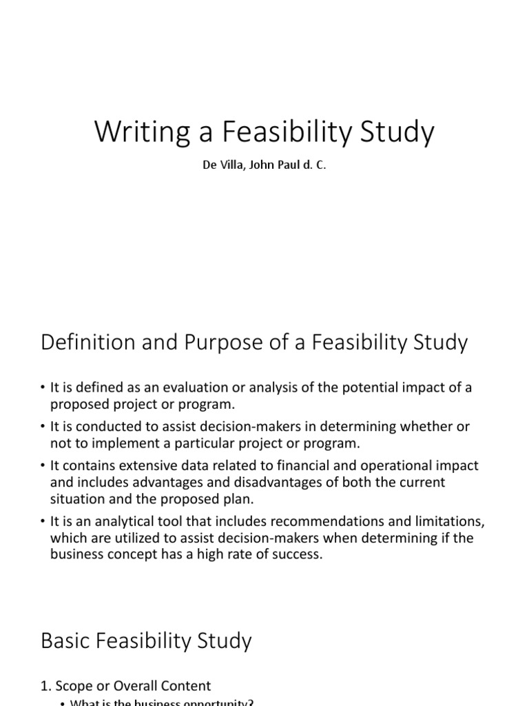 Comprehensive Feasibility Study Guide | PDF | Feasibility Study ...