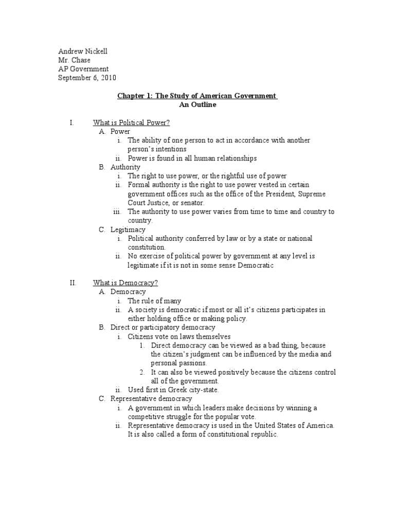 Chapter 1/ American Government 10th Edition AP Edition PDF