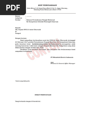 Contoh Surat Balasan Pt Mitsu