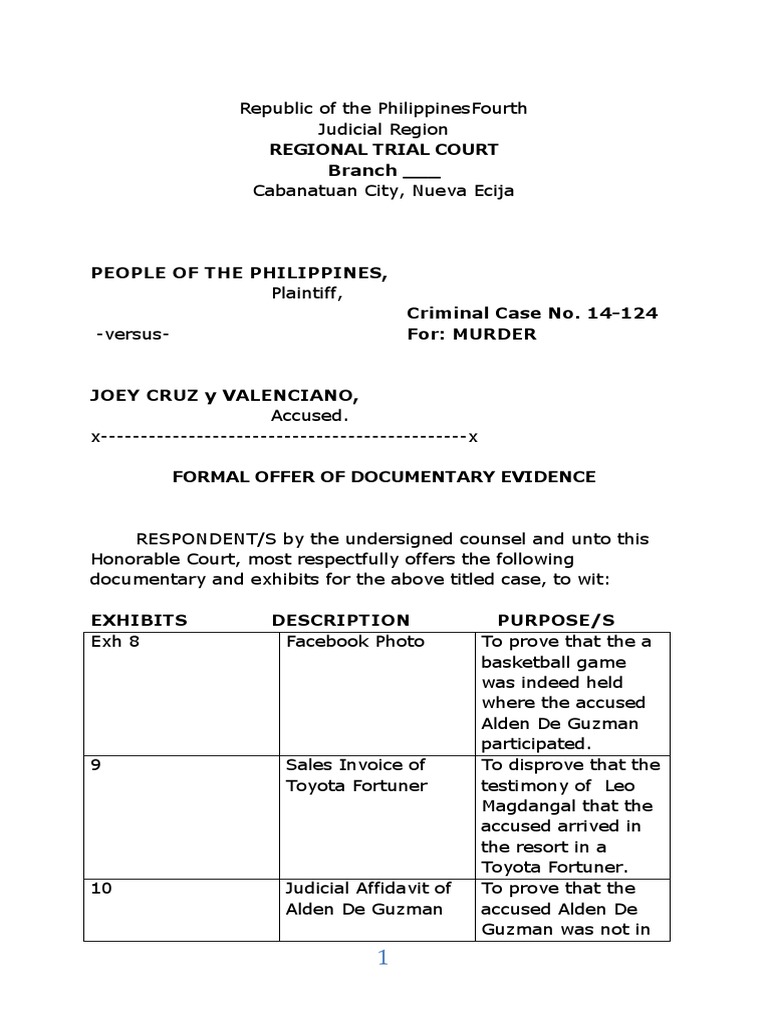 order of presentation of evidence philippines
