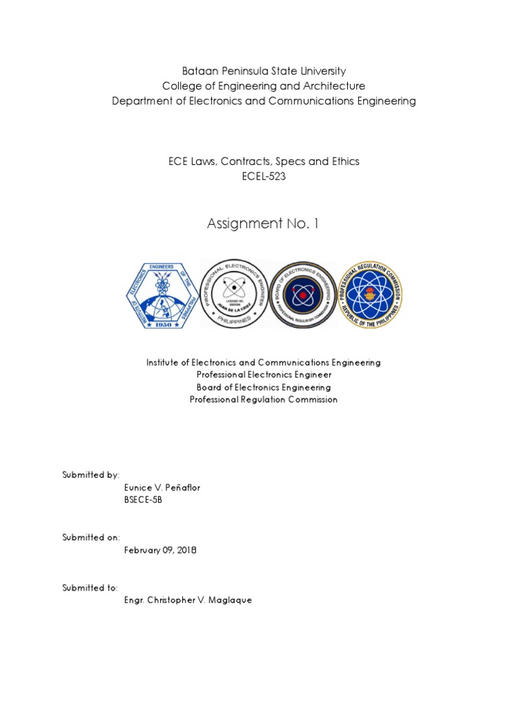 ECE Laws and Ethics Assignment 1 | PDF | Science & Mathematics | Computers