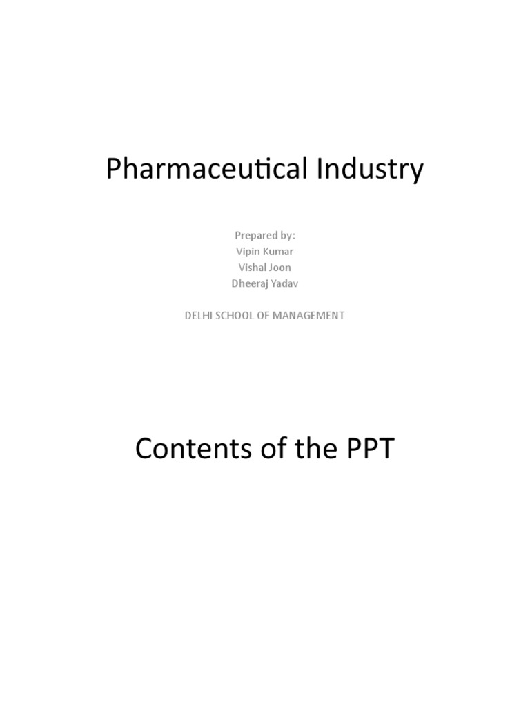 Overview of the Pharmaceutical Industry | PDF | Pharmaceutical Industry ...