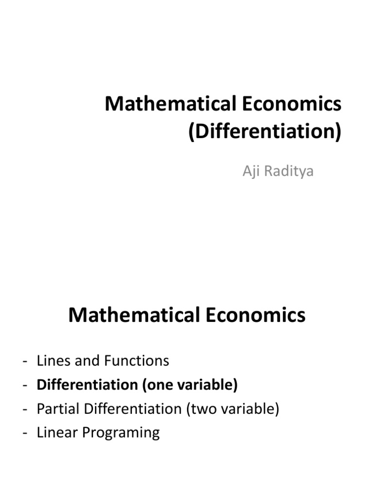 Mathematical Economics W 04 | PDF | Slope | Derivative