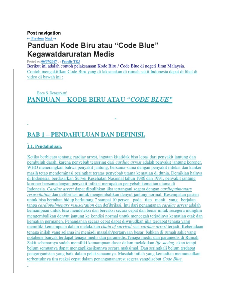 Panduan Kode Biru untuk Kegawatdaruratan | PDF