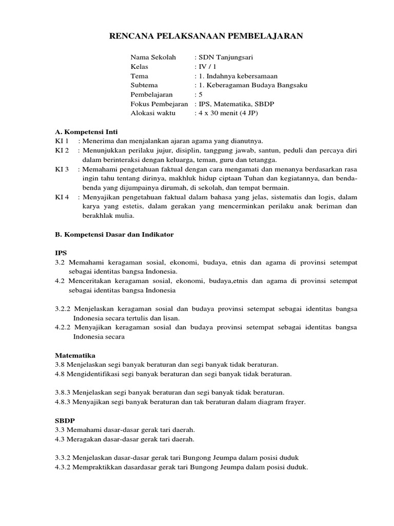 Rpp Kelas 2 Tema 3 Subtema 2 Pb 4